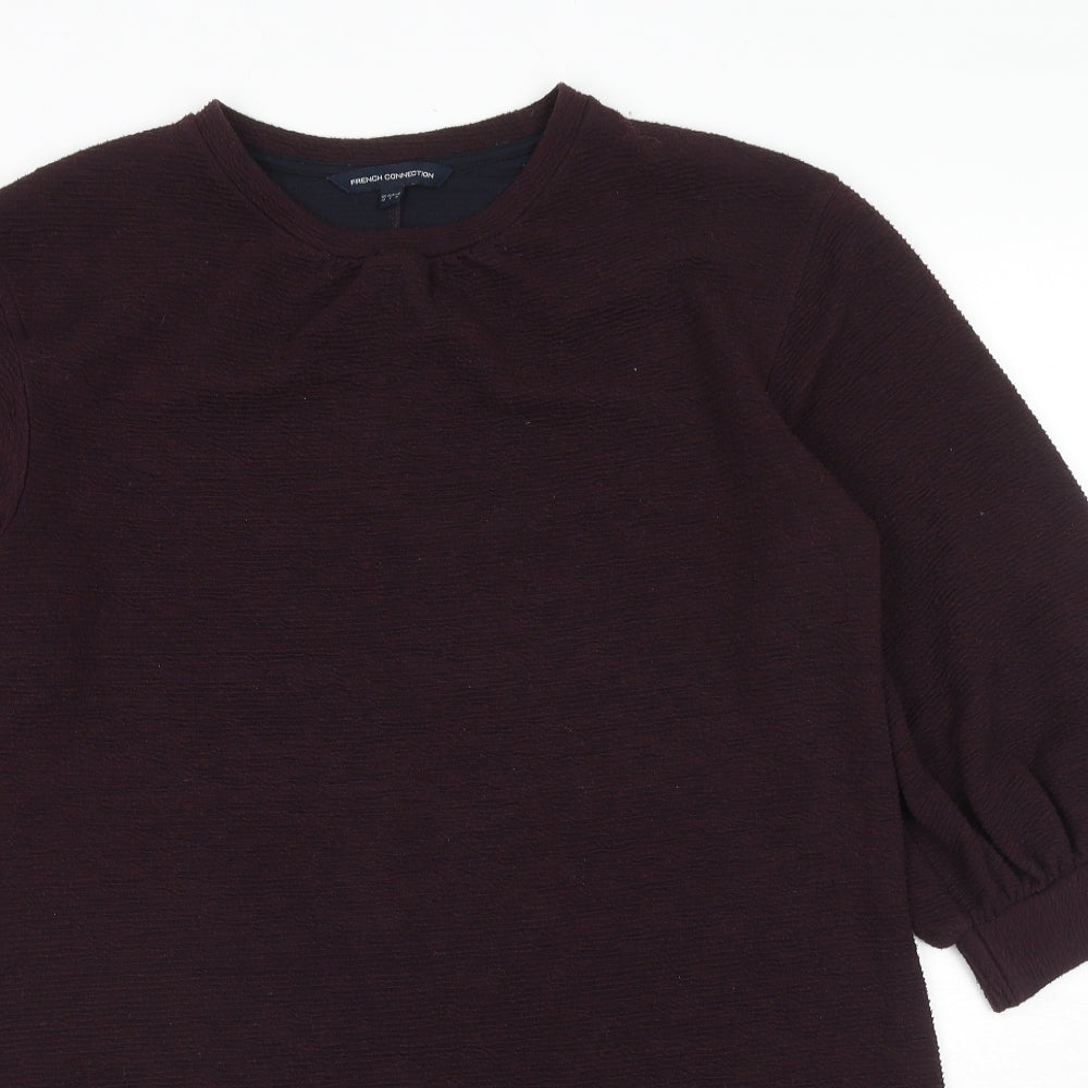 French Connection Womens Purple Polyester Jumper Dress Size 10 Round Neck Pullover