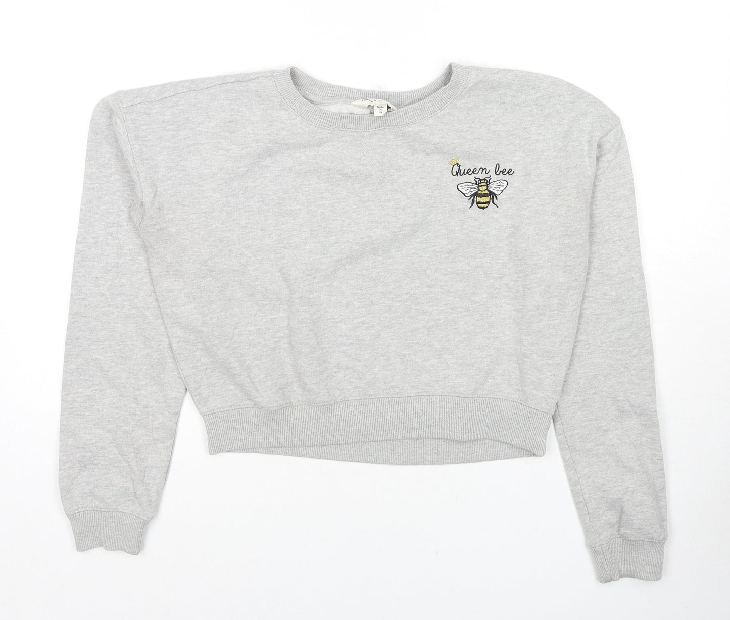 Miss Selfridge Womens Grey Cotton Pullover Sweatshirt Size 6 Pullover - Queen Bee
