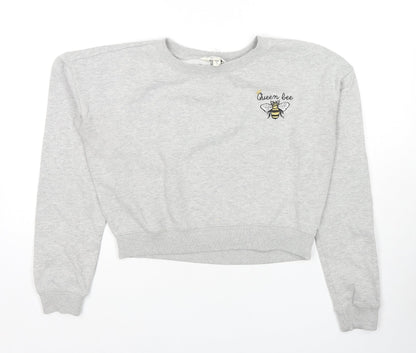 Miss Selfridge Womens Grey Cotton Pullover Sweatshirt Size 6 Pullover - Queen Bee