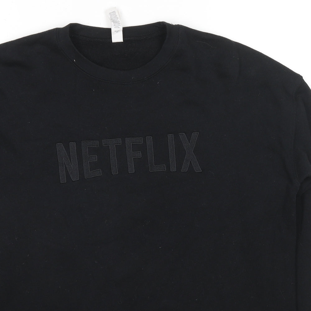 Netflix Mens Black Cotton Pullover Sweatshirt Size S - Netflix