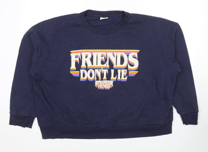 Netflix Womens Blue Cotton Pullover Sweatshirt Size 24 Pullover - Netflix Stranger Things Size 24-26