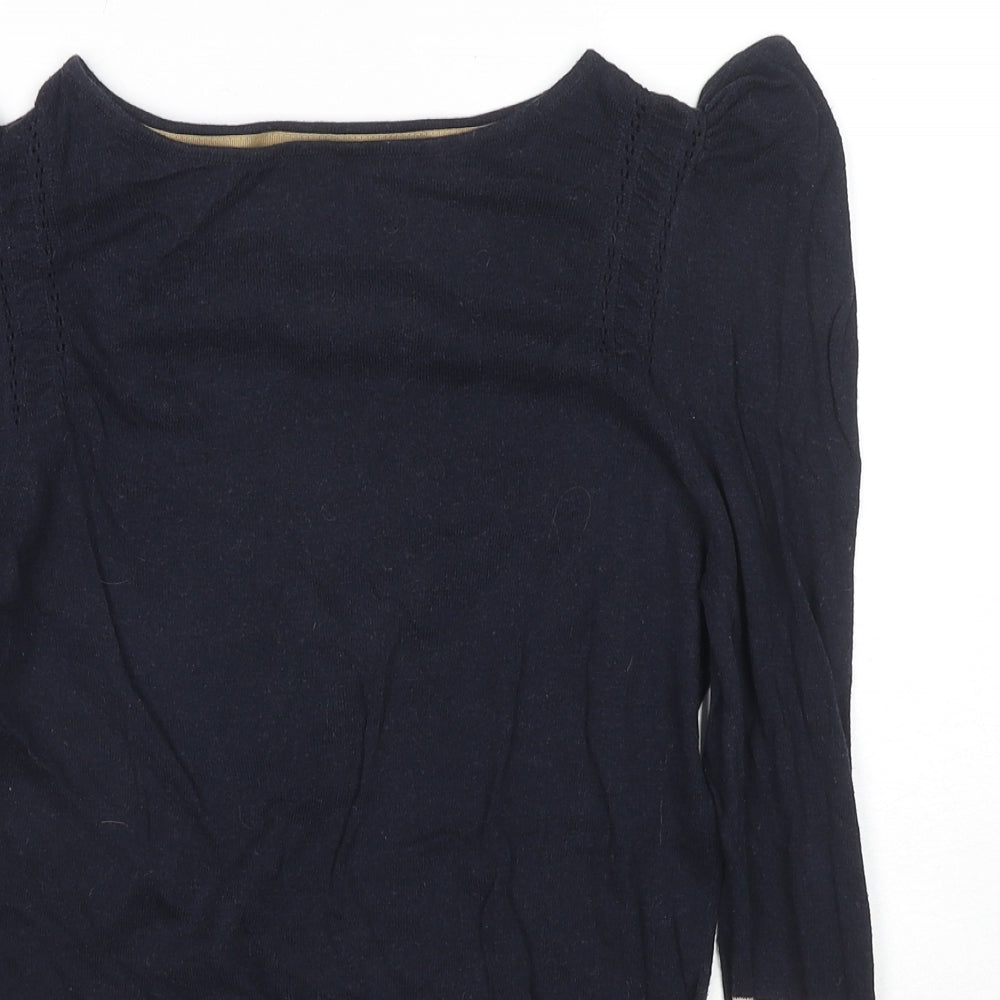 Betty Jackson Womens Black Round Neck Striped Cotton Pullover Jumper Size 10