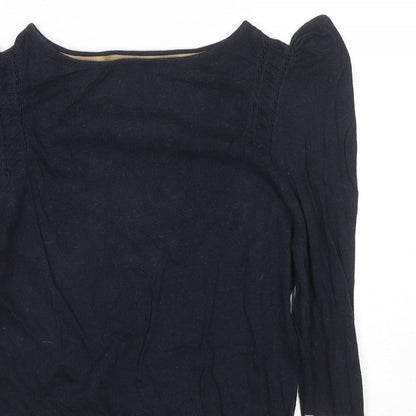 Betty Jackson Womens Black Round Neck Striped Cotton Pullover Jumper Size 10