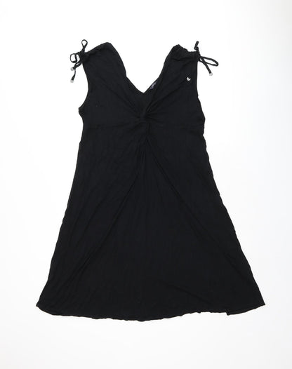 Marks and Spencer Womens Black Viscose A-Line Size 14 V-Neck Pullover