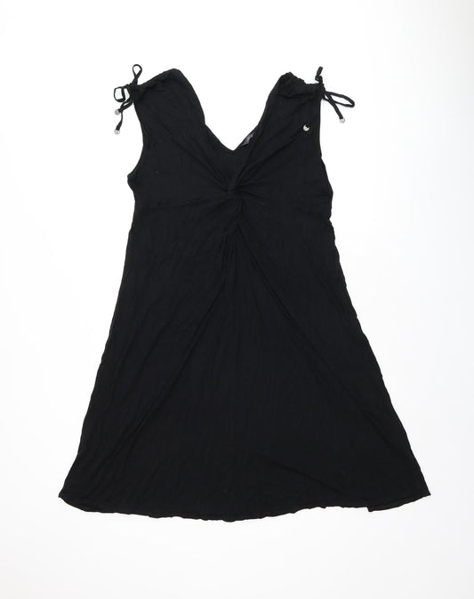Marks and Spencer Womens Black Viscose A-Line Size 14 V-Neck Pullover