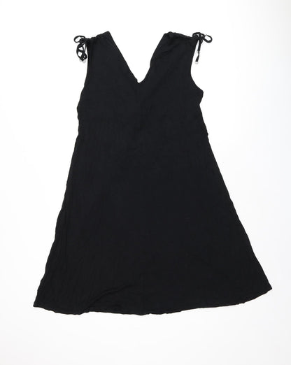 Marks and Spencer Womens Black Viscose A-Line Size 14 V-Neck Pullover