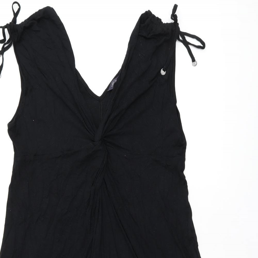 Marks and Spencer Womens Black Viscose A-Line Size 14 V-Neck Pullover