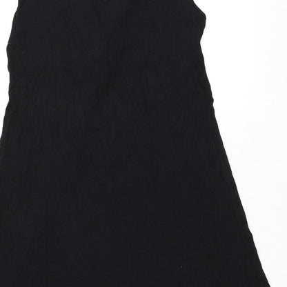 Marks and Spencer Womens Black Viscose A-Line Size 14 V-Neck Pullover