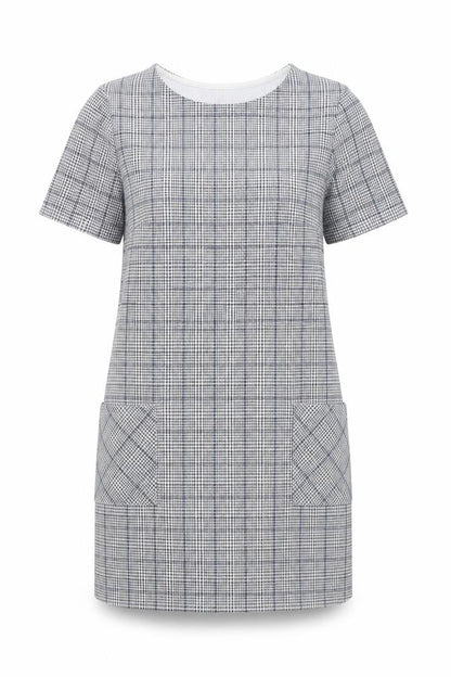 INNOCENCE Womens Grey Plaid Polyester Shift Size 10 Boat Neck Pullover