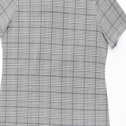 INNOCENCE Womens Grey Plaid Polyester Shift Size 10 Boat Neck Pullover