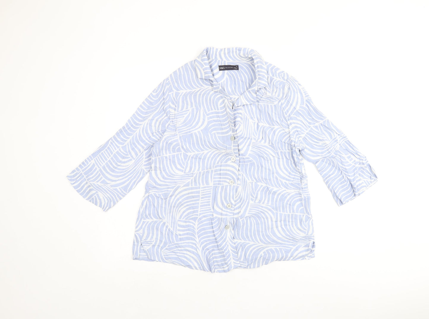Womens UK Size 10 Marks and Spencer Blue Basic Button-Up