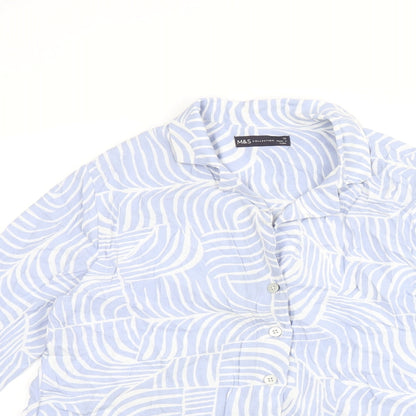 Womens UK Size 10 Marks and Spencer Blue Basic Button-Up