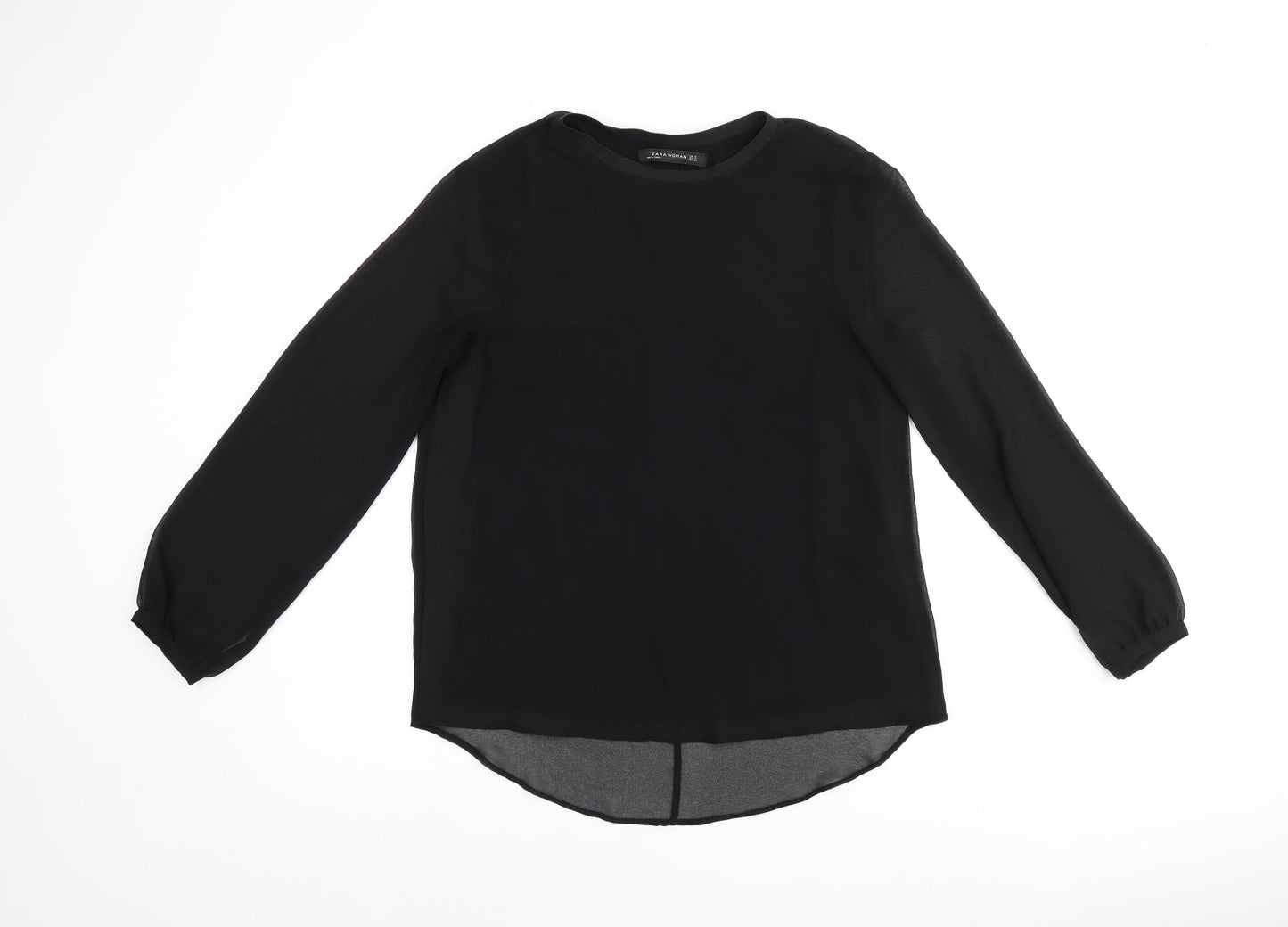 Womens UK Size M Zara Black Basic Blouse