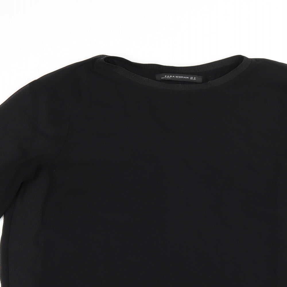 Womens UK Size M Zara Black Basic Blouse
