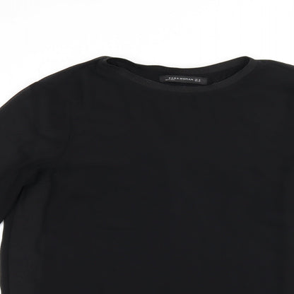 Womens UK Size M Zara Black Basic Blouse