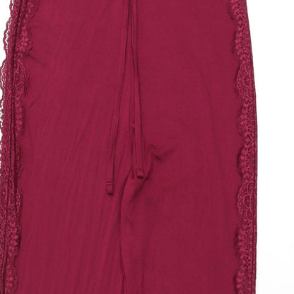 Marks and Spencer Womens Red Viscose Bloomer Trousers Size S L27 in Regular Drawstring - Lace Details