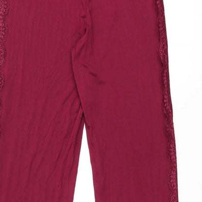 Marks and Spencer Womens Red Viscose Bloomer Trousers Size S L27 in Regular Drawstring - Lace Details