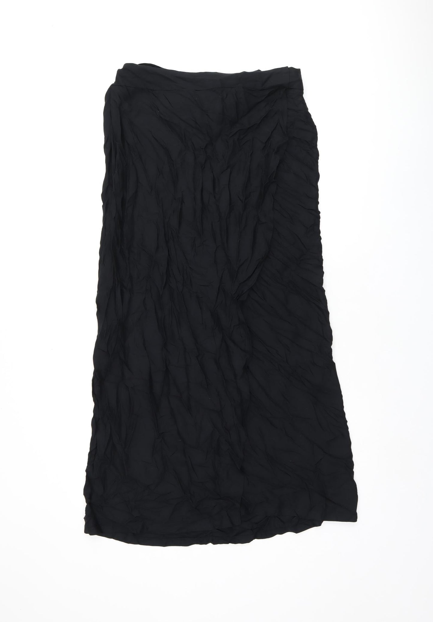 Marks and Spencer Womens Black Viscose Flare Skirt Size L Tie