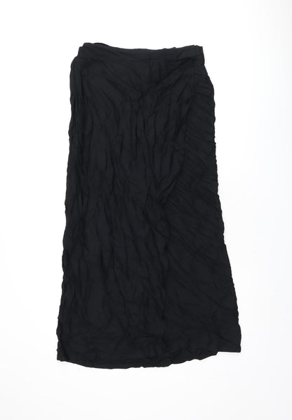 Marks and Spencer Womens Black Viscose Flare Skirt Size L Tie