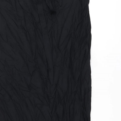 Marks and Spencer Womens Black Viscose Flare Skirt Size L Tie