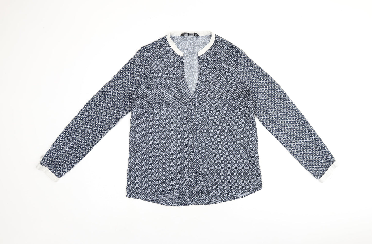 Womens UK Size M Zara Blue Basic Button-Up