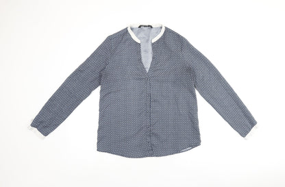 Womens UK Size M Zara Blue Basic Button-Up