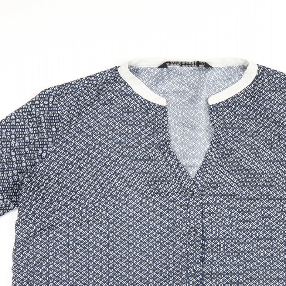 Womens UK Size M Zara Blue Basic Button-Up
