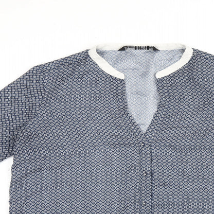 Womens UK Size M Zara Blue Basic Button-Up