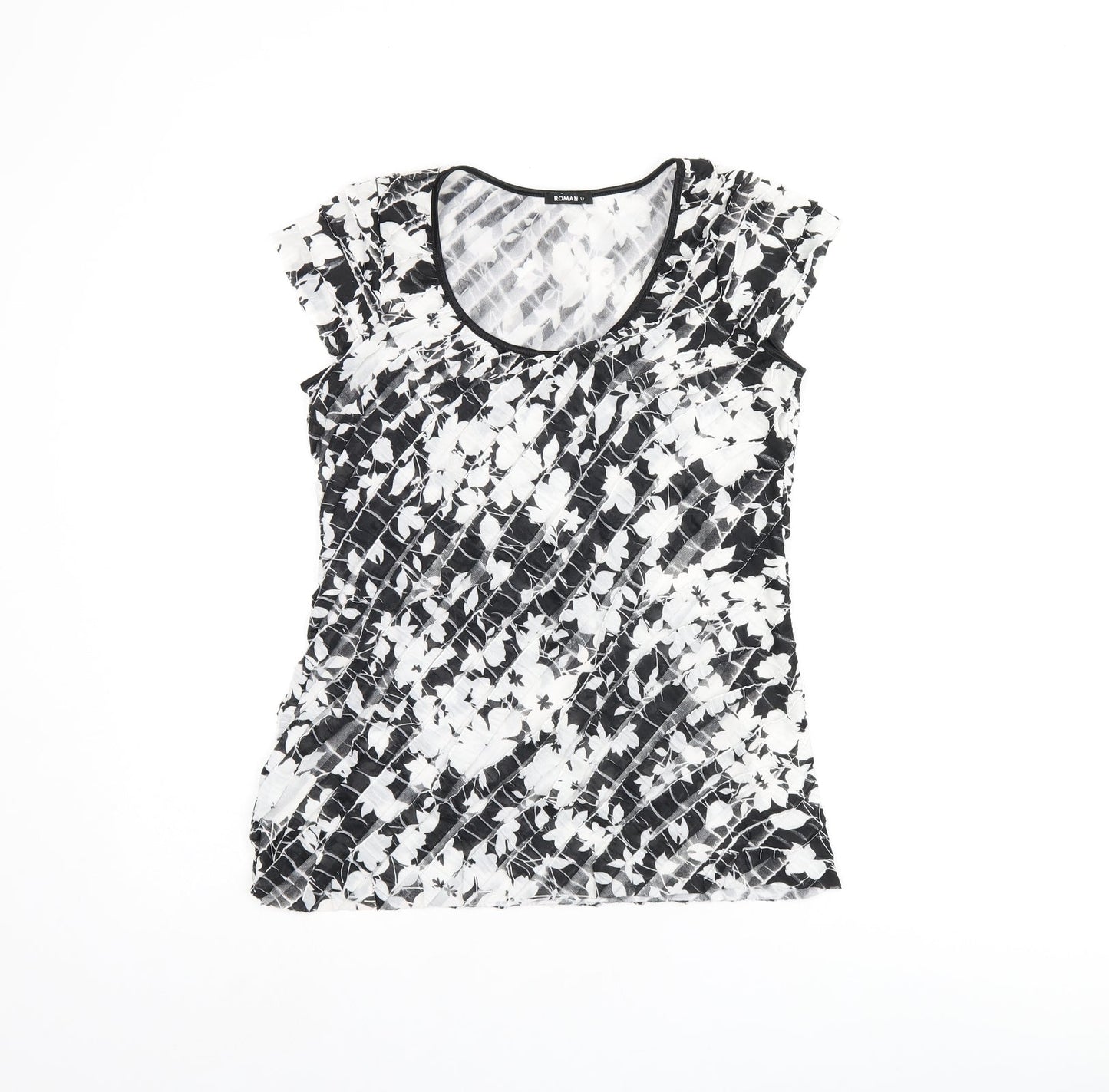 Womens UK Size 12 Roman Black Basic T-Shirt
