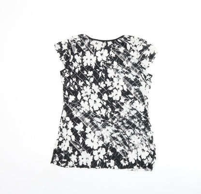 Womens UK Size 12 Roman Black Basic T-Shirt
