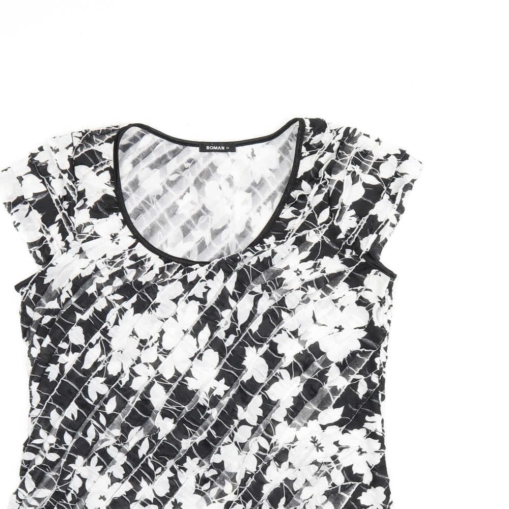 Womens UK Size 12 Roman Black Basic T-Shirt