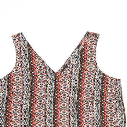 M&Co Womens Multicoloured Geometric Polyester Basic Tank Size 16 V-Neck