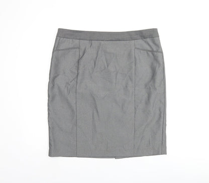 NEXT Womens Grey Geometric Polyester Straight & Pencil Skirt Size 16 Zip