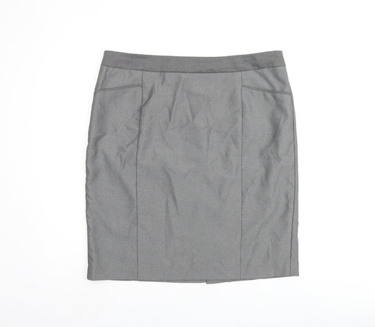 NEXT Womens Grey Geometric Polyester Straight & Pencil Skirt Size 16 Zip
