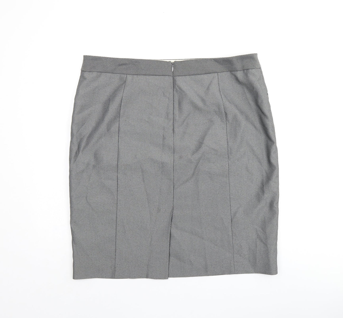 NEXT Womens Grey Geometric Polyester Straight & Pencil Skirt Size 16 Zip