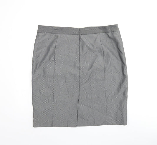 NEXT Womens Grey Geometric Polyester Straight & Pencil Skirt Size 16 Zip