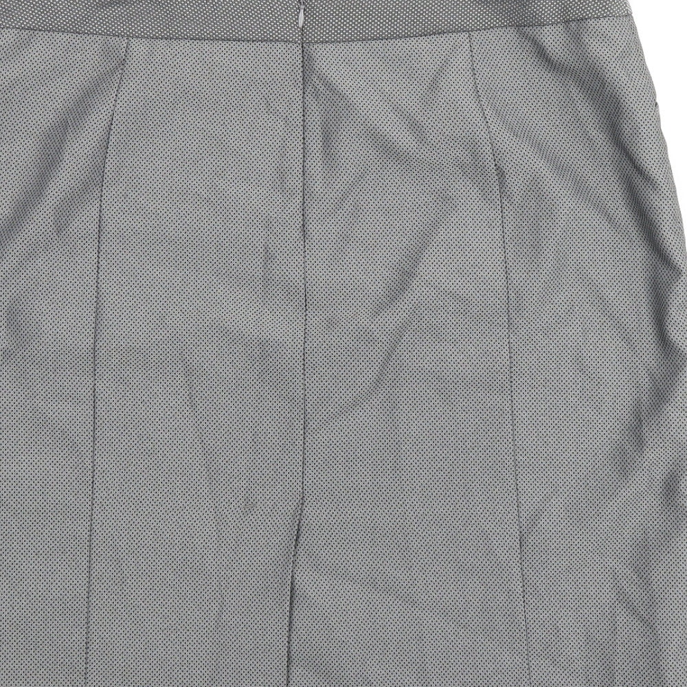 NEXT Womens Grey Geometric Polyester Straight & Pencil Skirt Size 16 Zip