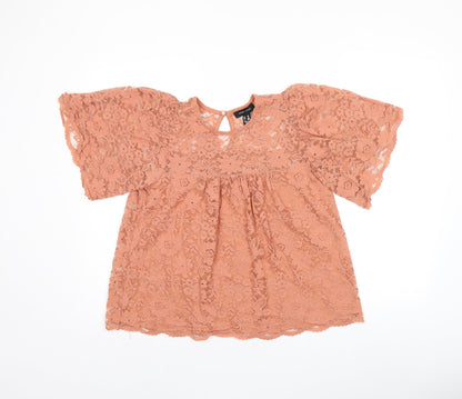 Womens UK Size 10 New Look Pink Basic T-Shirt