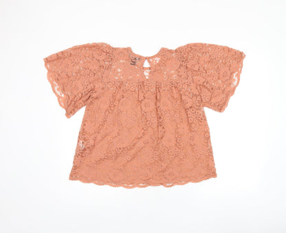 Womens UK Size 10 New Look Pink Basic T-Shirt