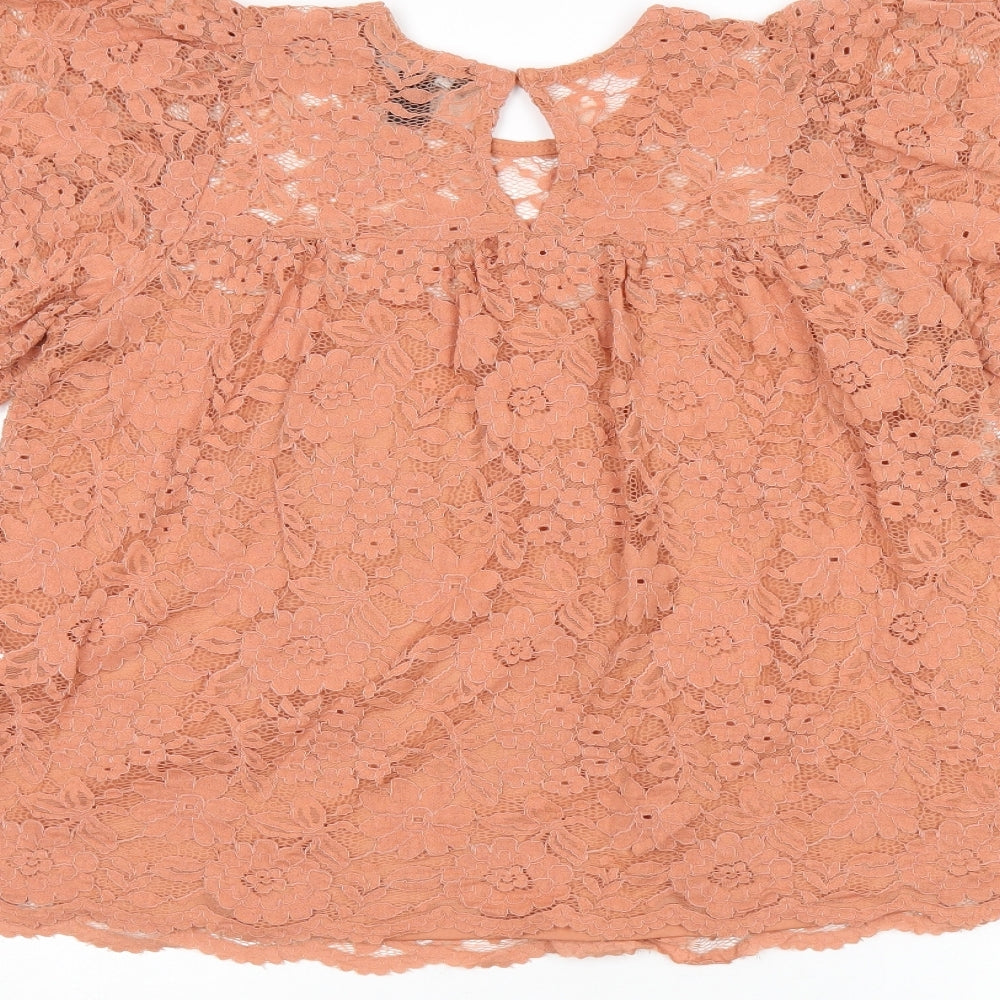 Womens UK Size 10 New Look Pink Basic T-Shirt