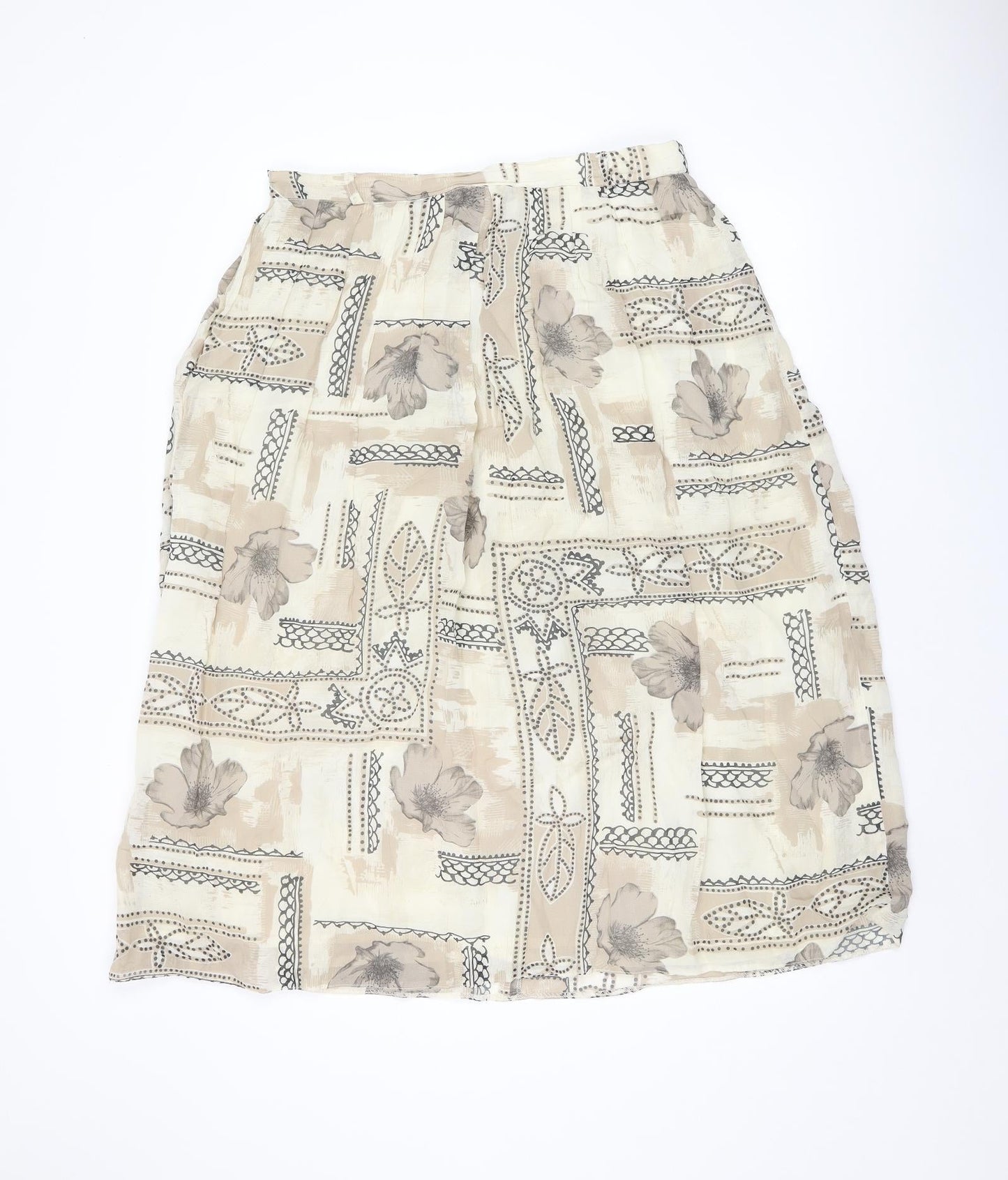 Your 6th Sense Womens Beige Floral Viscose Swing Skirt Size 18