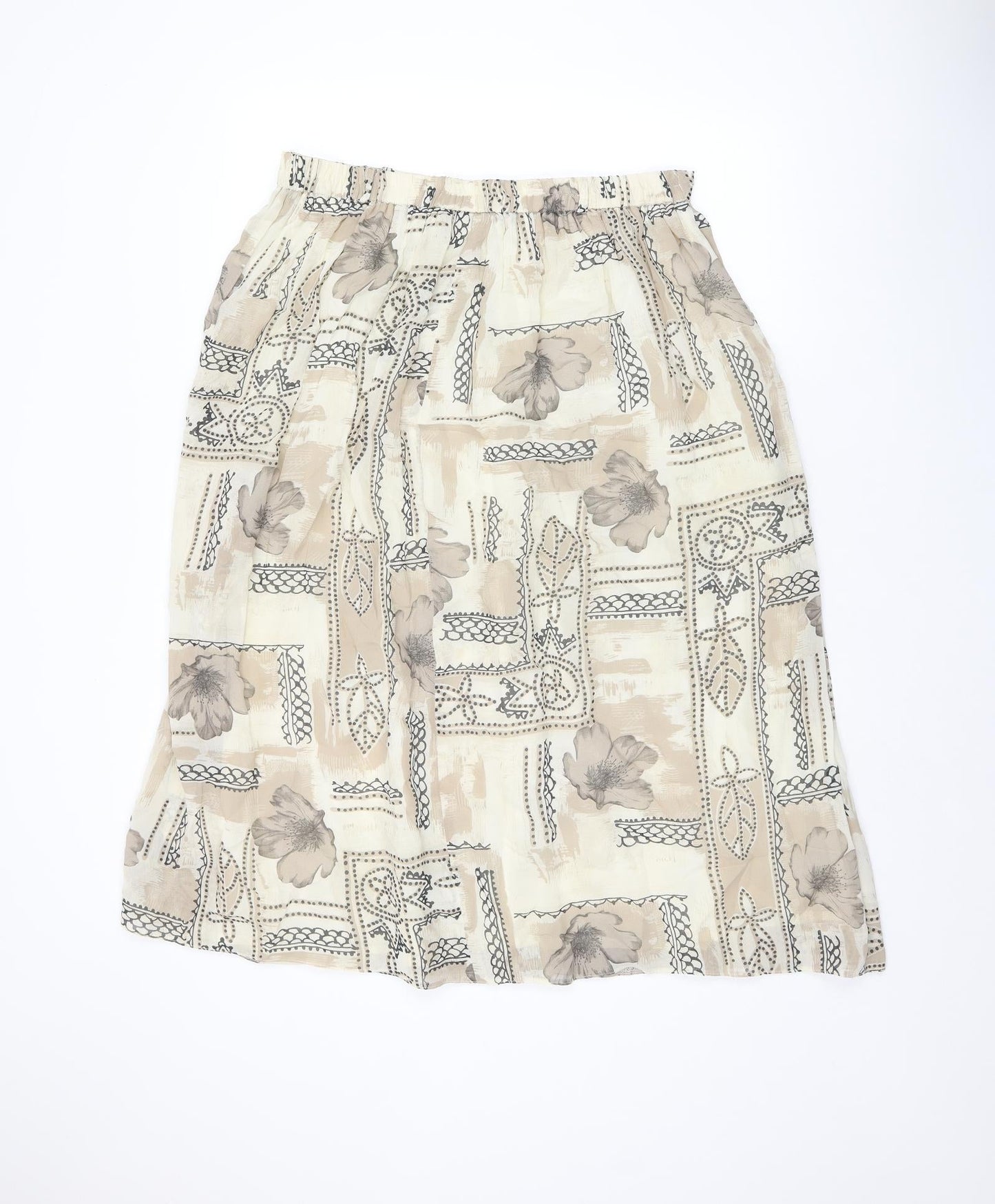 Your 6th Sense Womens Beige Floral Viscose Swing Skirt Size 18
