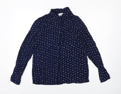 Womens UK Size M Pull&Bear Blue Basic Button-Up