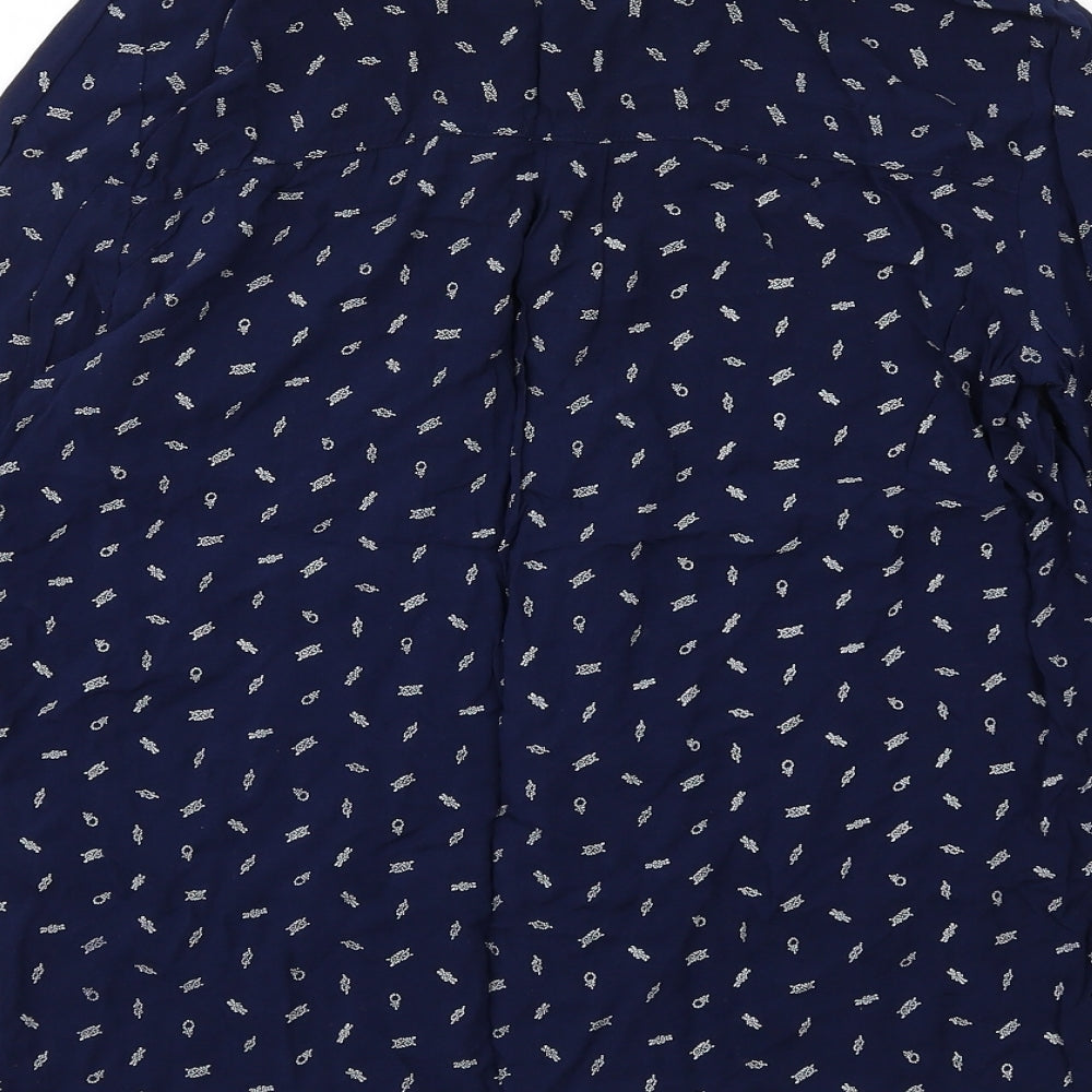 Womens UK Size M Pull&Bear Blue Basic Button-Up