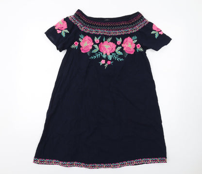 Accessorize Womens Blue Cotton A-Line Size S Off the Shoulder Pullover