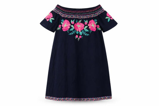 Accessorize Womens Blue Cotton A-Line Size S Off the Shoulder Pullover