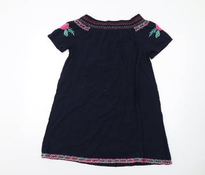 Accessorize Womens Blue Cotton A-Line Size S Off the Shoulder Pullover