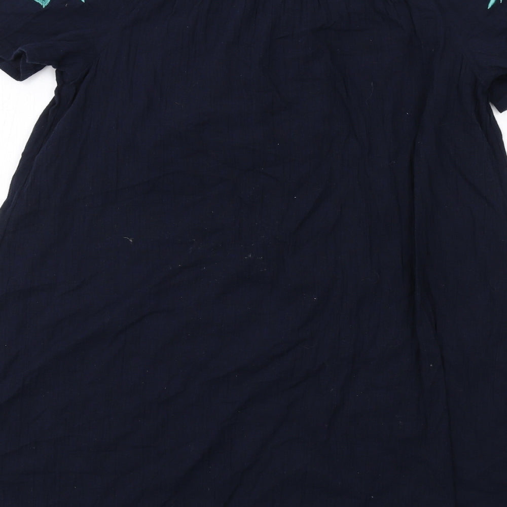 Accessorize Womens Blue Cotton A-Line Size S Off the Shoulder Pullover