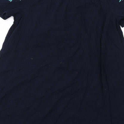 Accessorize Womens Blue Cotton A-Line Size S Off the Shoulder Pullover