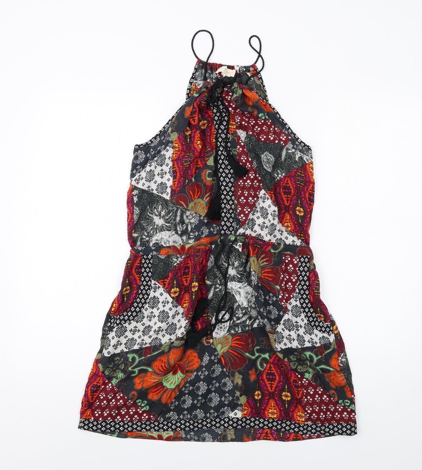 NEXT Womens Multicoloured Geometric Viscose A-Line Size 10 Round Neck Pullover